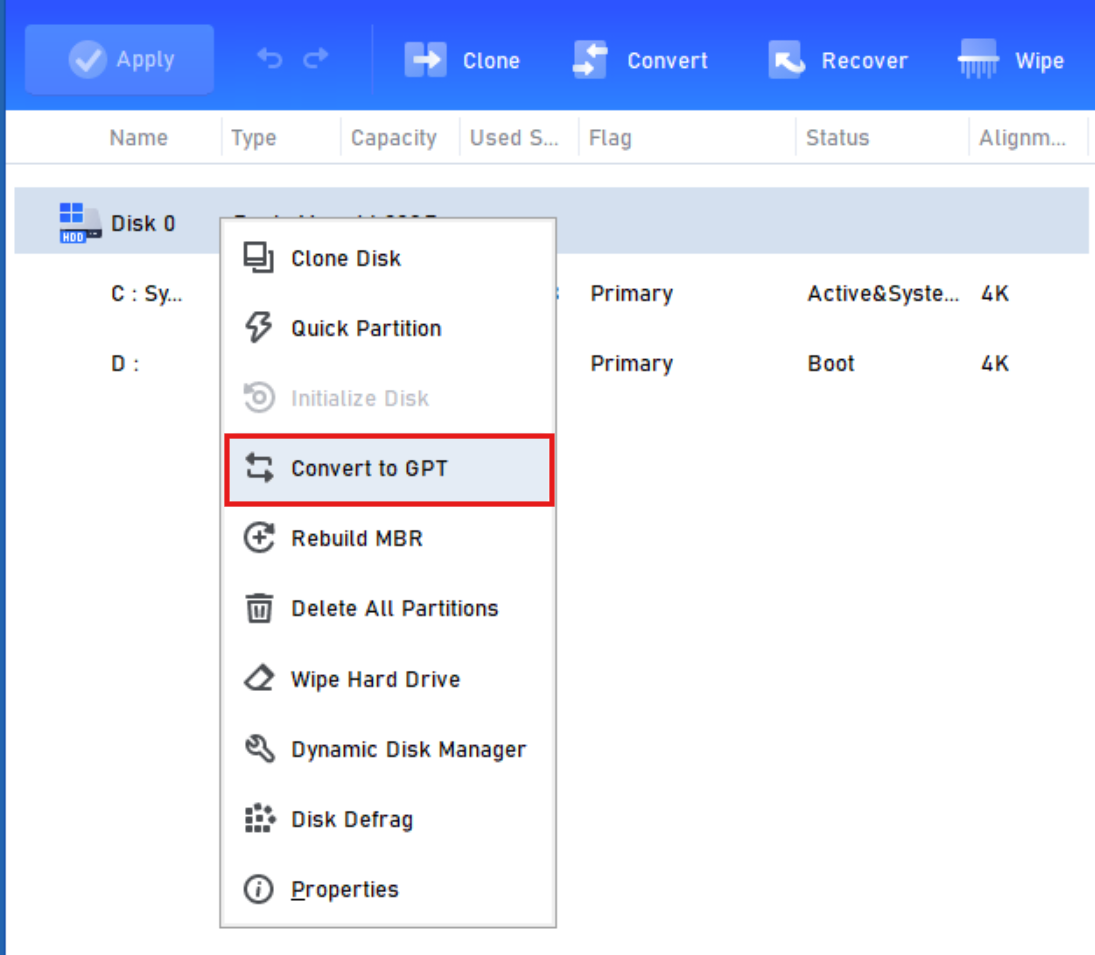 aomei parttition manager